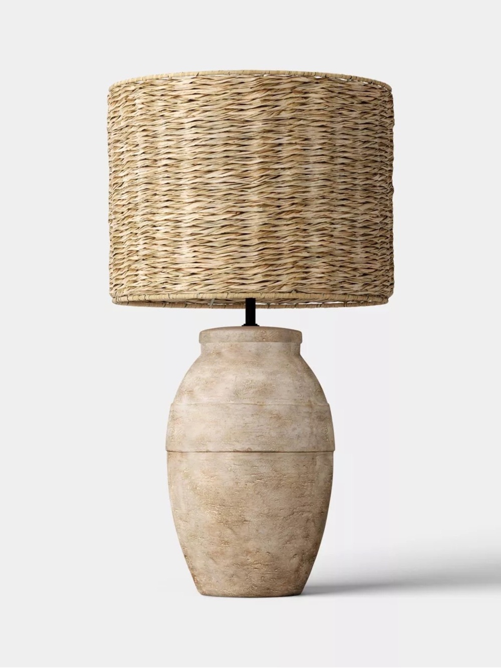 Large Ceramic Table Lamp with Woven Shade Sandstone - Threshold